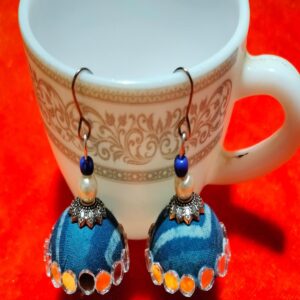 Fabric Jhumka with Mirror Work